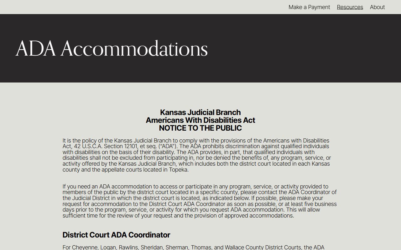 Thomas County Clerk of the District Court ADA accommodation records access