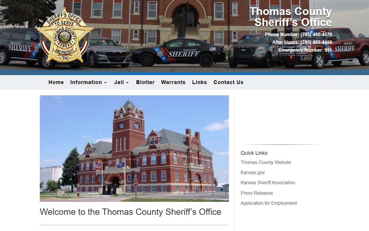 Thomas County arrest records Sheriff homepage for jail and warrant access