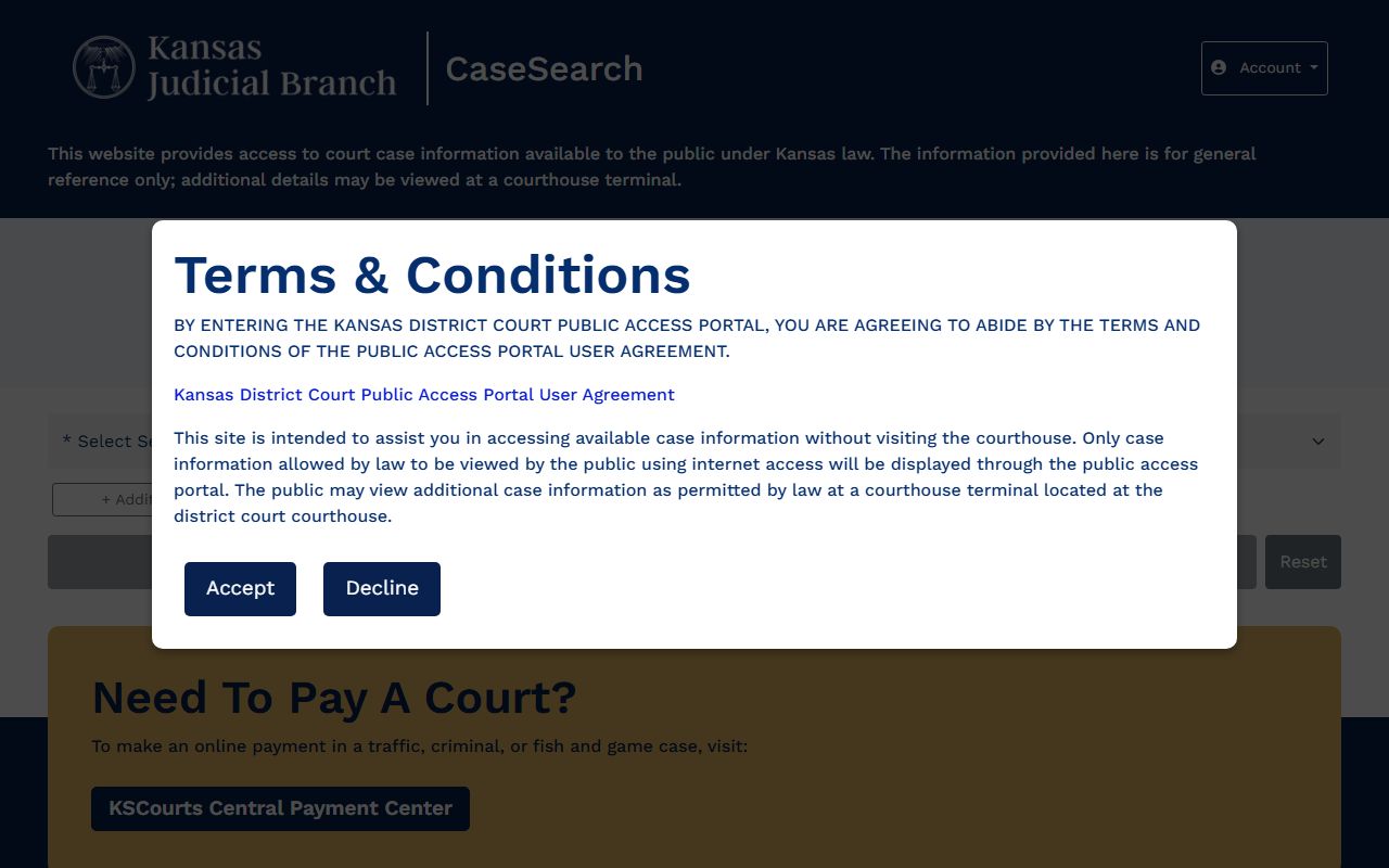 Thomas County court records search through Kansas CaseSearch