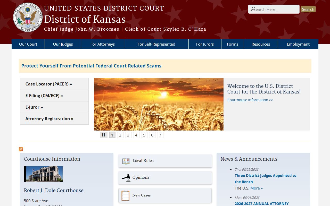 Thomas County District Court compared with District of Kansas federal court