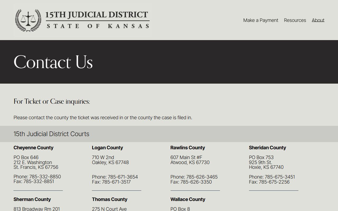 Thomas County court records and 15th Judicial District contact page