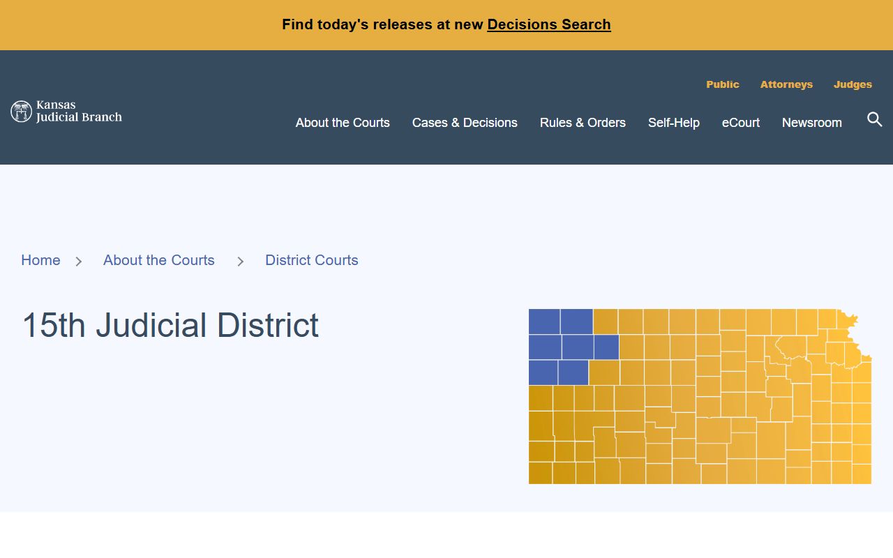 Thomas County court records from the Kansas Judicial Branch 15th Judicial District page