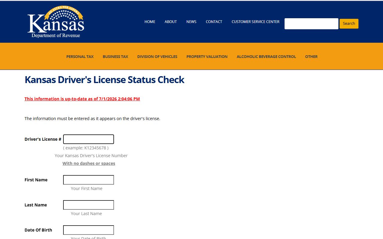 Thomas County traffic records Kansas driver license status check