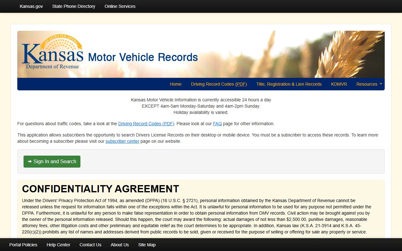 Thomas County traffic records Kansas motor vehicle record portal
